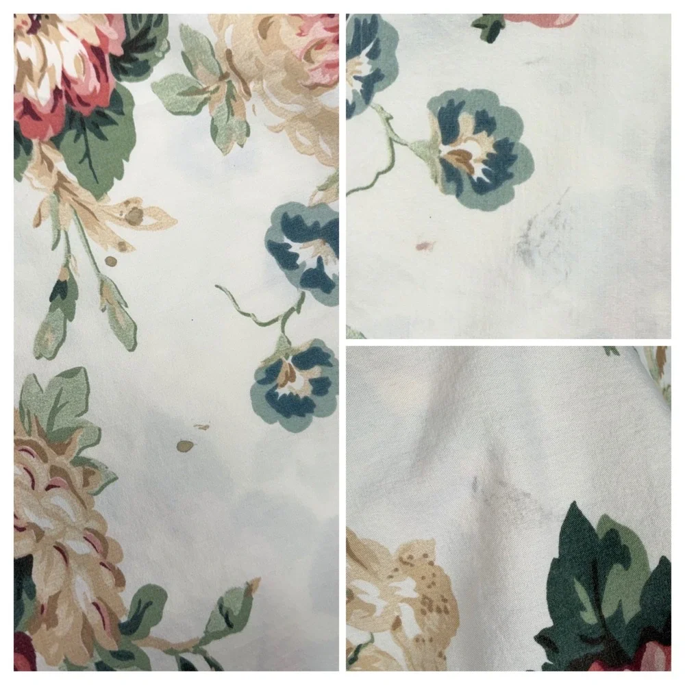 Vtg Royale Floral King Sheet Set 2pc 100% Cotton Cabbage Rose Cottage Chic USA